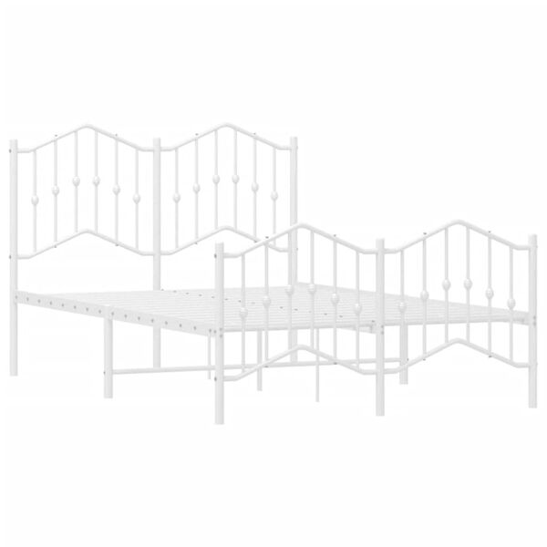 vidaXL Kovov&yacute; r&aacute;m postele s predn&yacute;m a zadn&yacute;m čelom biely 120x200 cm