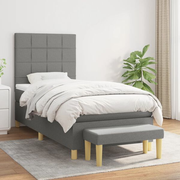 vidaXL Boxspring posteľ s matracom tmavosiv&aacute; 100x200 cm l&aacute;tka