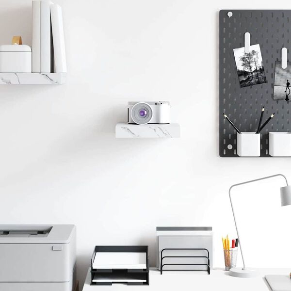 vidaXL Stenn&aacute; polica Biely mramor 23 x 23,5 x 4 cm Kompozitn&eacute; drevo