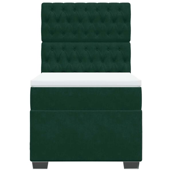 vidaXL Posteľn&yacute; r&aacute;m boxsping s matracom tmavozelen&yacute; 100x200 cm zamat