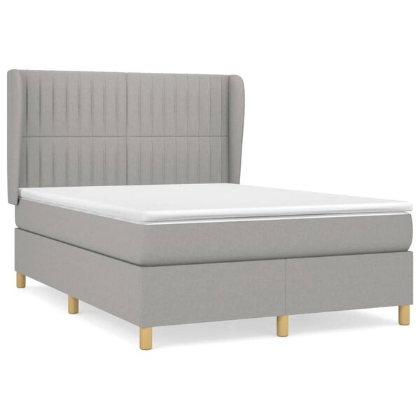 vidaXL Boxspring posteľ s matracom bledosiv&aacute; 140x200 cm l&aacute;tka