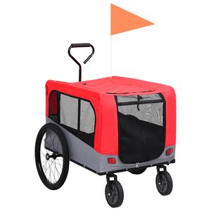 vidaXL Voz&iacute;k pre dom&aacute;ce zvierat&aacute; na bicykel/beh 2-v-1, červeno siv&yacute;