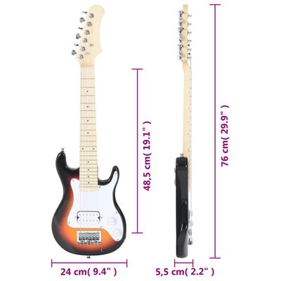 vidaXL Elektrická gitara pre deti s taškou hnedo-biela 3/4 30"