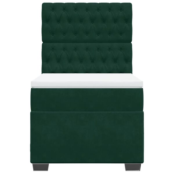 vidaXL Posteľn&yacute; r&aacute;m boxsping s matracom tmavozelen&yacute; 80x200 cm zamat