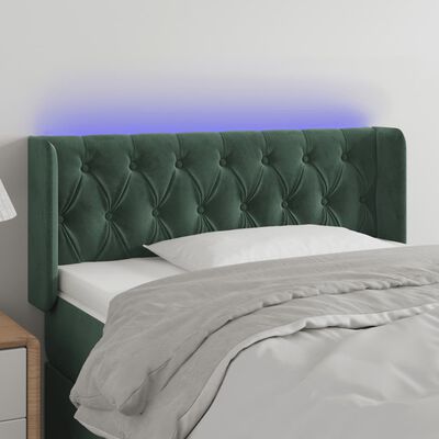 vidaXL Čelo postele s LED tmavozelené 103x16x78/88 cm zamat