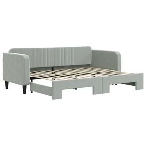 vidaXL Denn&aacute; posteľ s rozkladacou posteľou bledosiv&aacute; 80x200 cm zamat