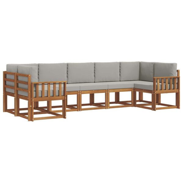 vidaXL Z&aacute;hradn&aacute; s&uacute;prava gaučov s vank&uacute;&scaron;om 7 pcs Pr&iacute;rodn&aacute; a svetlosiv&aacute;