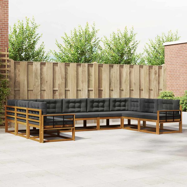 vidaXL Z&aacute;hradn&aacute; s&uacute;prava gaučov s vank&uacute;&scaron;om 9 pcs Pr&iacute;rodn&aacute; a antracitov&aacute;