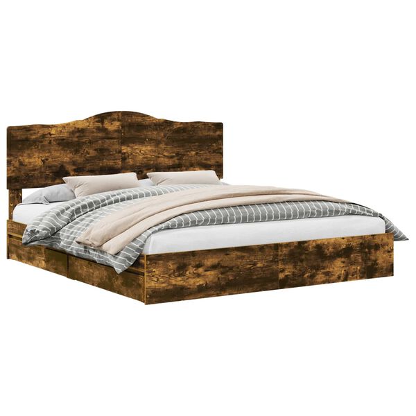 vidaXL &Uacute;ložn&aacute; posteľ Dymov&aacute; dub 180 x 200 cm Kompozitn&eacute; drevo