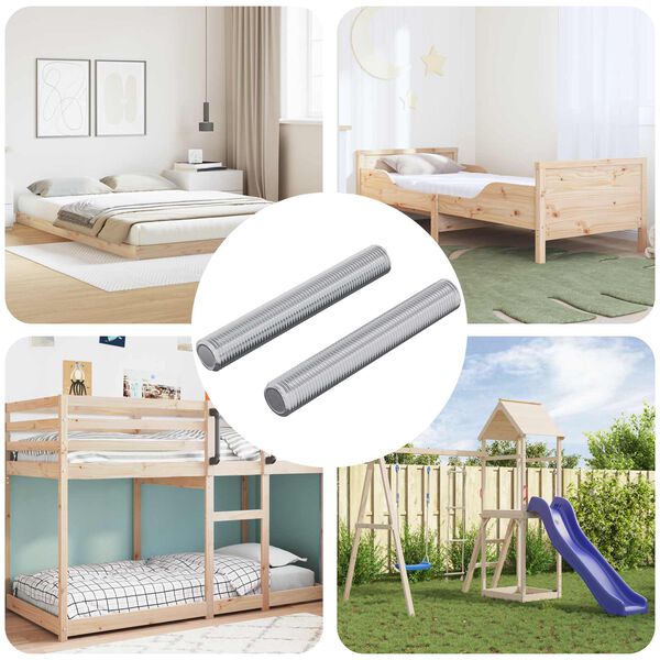 vidaXL Skrutkov&aacute; tyč 2 pcs Strieborn&aacute; 8 x 55 mm Oceľ