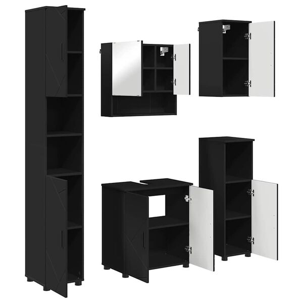 vidaXL Sada k&uacute;peľňov&eacute;ho n&aacute;bytku 5 pcs Čierna Kompozitn&eacute; drevo & Kov