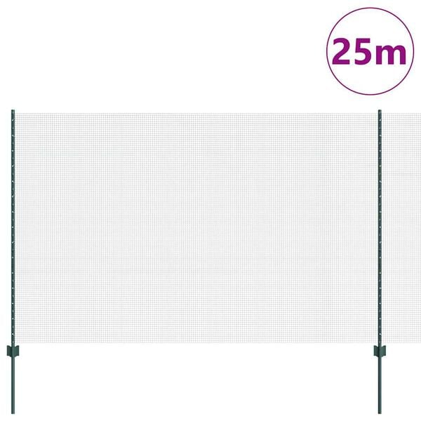 vidaXL Plot s podperou Zelená 1,6 x 25 m Ocel a PVC