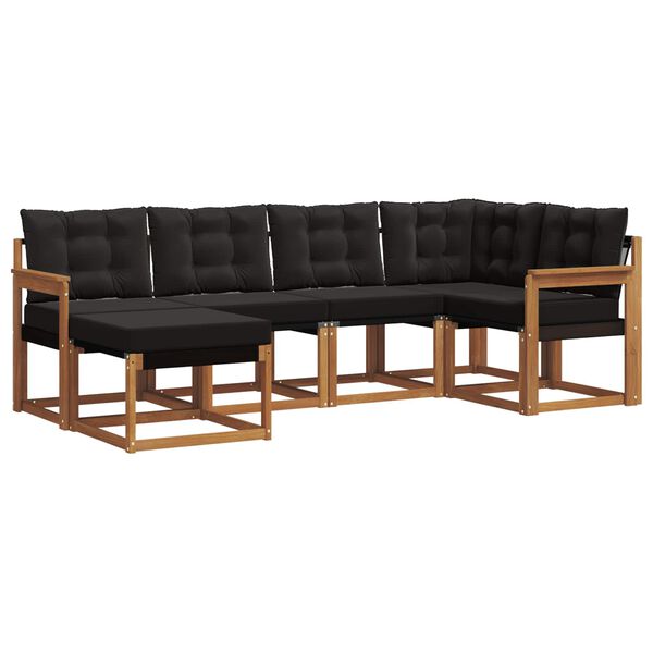 vidaXL Z&aacute;hradn&aacute; s&uacute;prava gaučov s vank&uacute;&scaron;om 6 pcs Pr&iacute;rodn&aacute; a čierna