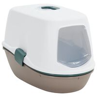 vidaXL Toaleta pre mačky s krytom biely a hnedý 58,5x39,5x43 cm PP