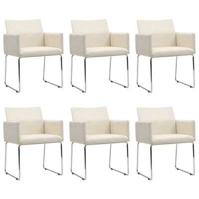vidaXL Jedálenské stoličky 6 ks, ľanový vzhľad, biele, látka