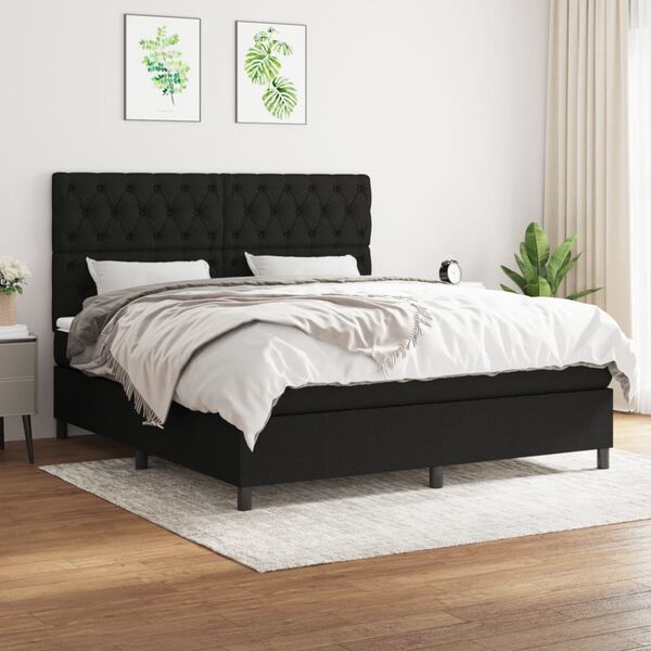 vidaXL Posteľn&yacute; r&aacute;m boxspring s matracom čierny 160x200 cm l&aacute;tka