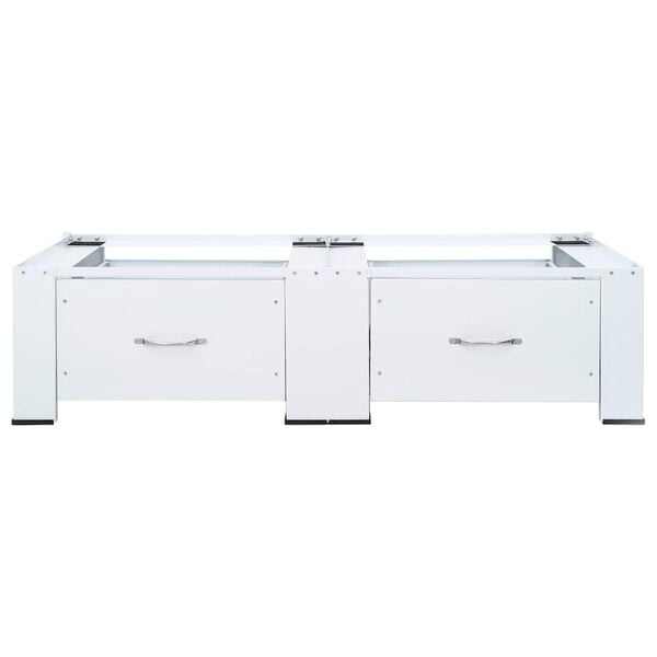 vidaXL Dvojit&yacute; podstavec na pr&aacute;čku so z&aacute;suvkami, biely