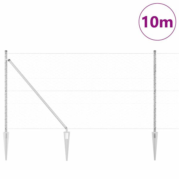 vidaXL Stĺp na plot. Strieborn&aacute; 10 x 1 m (50 mm sieť) Oceľ