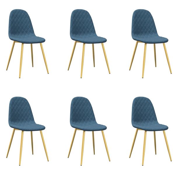 vidaXL Jedálenské stoličky 6 ks, modré, zamat
