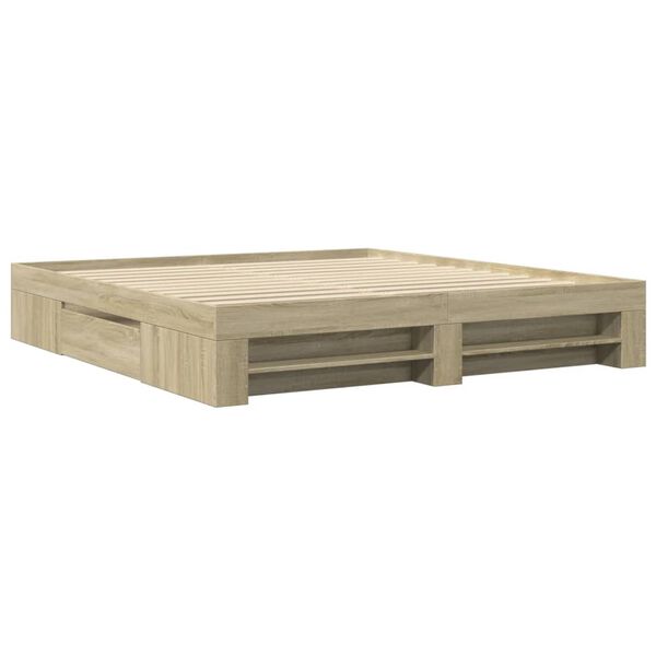 VidaXL Rám postele bez matraca Dub Sonoma 200x200 cm Konštrukcia dreva