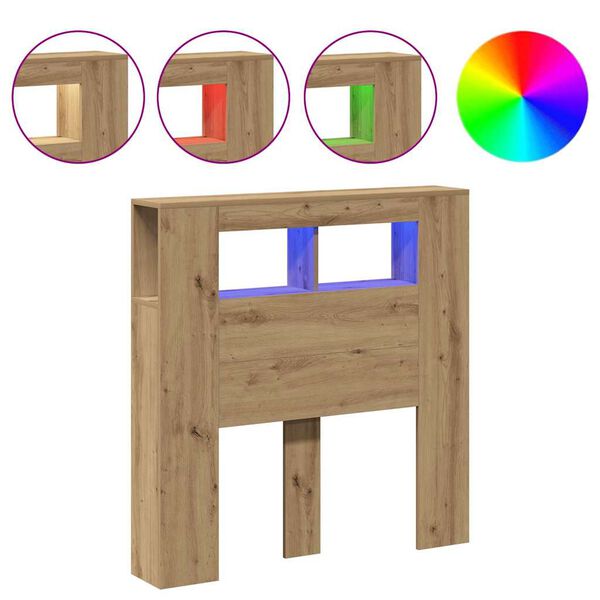 vidaXL Čelo s LED dub artisan 100x18,5x103,5 cm kompozitné drevo