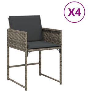 vidaXL Z&aacute;hradn&eacute; stoličky s vank&uacute;&scaron;mi 4 ks siv&eacute; polyratanov&eacute;