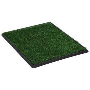 vidaXL Toaleta pre psy s n&aacute;dobou a umelou tr&aacute;vou, zelen&aacute; 64x51x3 cm WC