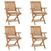 vidaXL Skladacie záhradné stoličky s podložkami 4 ks tíkový masív