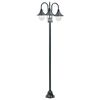 vidaXL Z&aacute;hradn&aacute; stĺpov&aacute; lampa E27 220 cm hlin&iacute;kov&aacute; 3-lamp&aacute;&scaron;e tmavozelen&aacute;