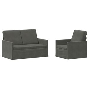 vidaXL Sada pohoviek 2 pcs Tmavosiv&aacute; Kord&uacute;rov&aacute; tkanina