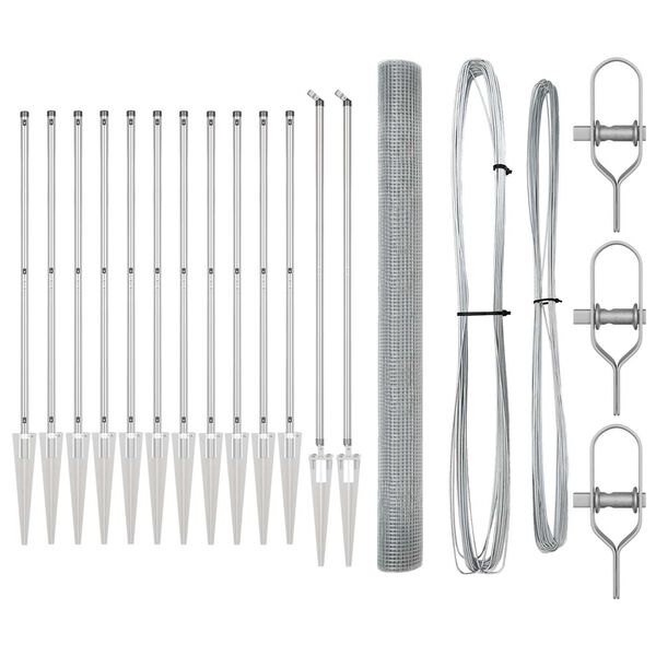 vidaXL Stĺp na plot. Strieborn&aacute; 25 x 1,6 m (25 x 25 mm pletivo) Oceľ