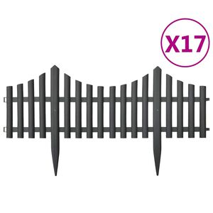 vidaXL Obruba tr&aacute;vnika 17 ks, antracitov&aacute; 10 m, PP