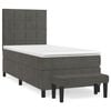 vidaXL Posteľn&yacute; r&aacute;m boxspring s matracom tmavosiv&yacute; 90x200 cm zamat