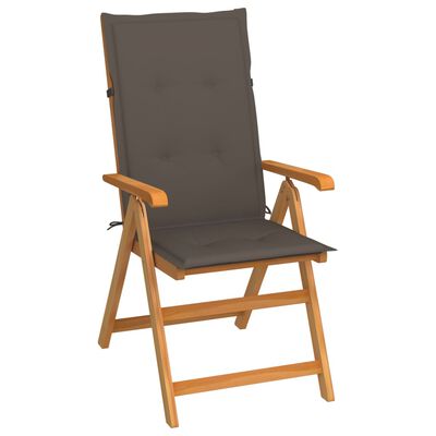 vidaXL Záhradná stolička so sivohnedými podložkami tíkový masív