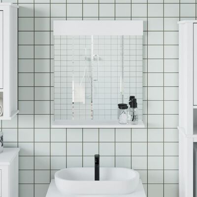 vidaXL Kúpeľňové zrkadlo s poličkou BERG biele 60x12x70 cm masív