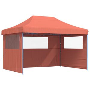 vidaXL Skladac&iacute; pop-up p&aacute;rty stan s 3 bočn&yacute;mi stenami terakotov&yacute;