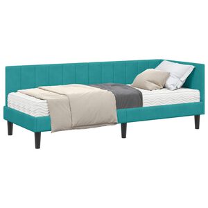 vidaXL Rohov&yacute; r&aacute;m postele s matracom 2 ks Tyrkysov&aacute; 80 x 200 cm Zamat