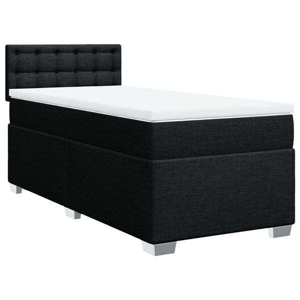 vidaXL Posteľný rám boxspring s matracom čierny 90x200 cm látka