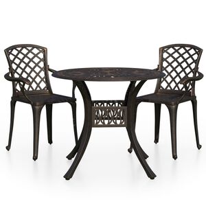 vidaXL 3-dielna bistro s&uacute;prava liaty hlin&iacute;k bronzov&aacute;