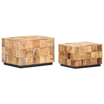 vidaXL Konferenčné stolíky 2 ks blokový dizajn surové mangovníkové drevo