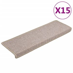 vidaXL Schodov&eacute; rohože 15 ks 65x21x4 cm taupe s obdĺžnikov&yacute;m okrajom