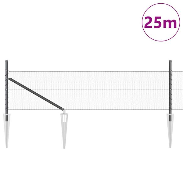 vidaXL Stĺp na plot. Siv&aacute; 25 x 0,5 m (13 mm sieť) Oceľ
