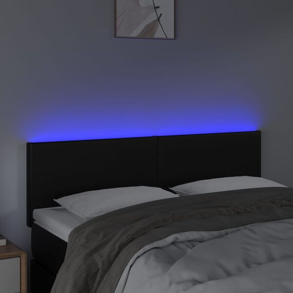vidaXL Čelo postele s LED čierne 144x5x78/88 cm umel&aacute; koža