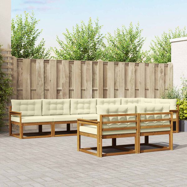 vidaXL Z&aacute;hradn&aacute; s&uacute;prava gaučov s vank&uacute;&scaron;om 8 pcs Pr&iacute;rodn&aacute; a kr&eacute;mov&aacute;