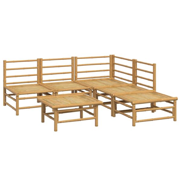 vidaXL 6-dielna záhradná sedacia súprava bledosivé vankúše bambus