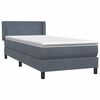 vidaXL Posteľn&yacute; r&aacute;m boxspring s matracom tmavosiv&yacute; 90x210 cm zamat