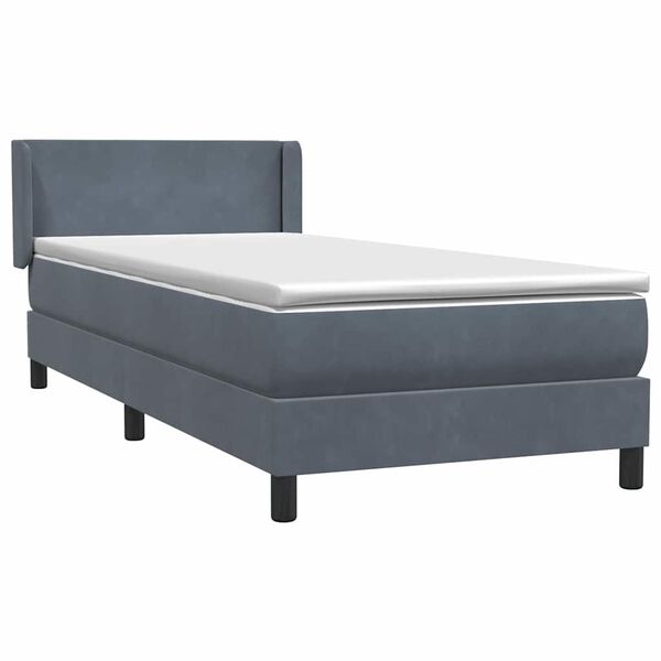 vidaXL Posteľn&yacute; r&aacute;m boxspring s matracom tmavosiv&yacute; 90x210 cm zamat