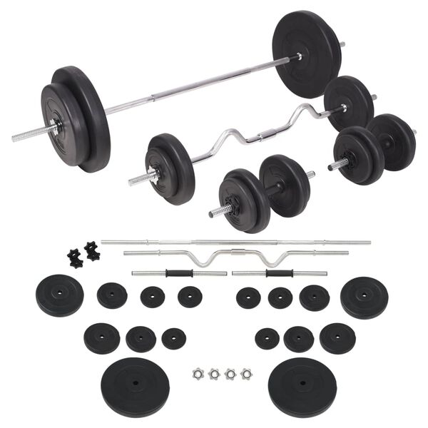 vidaXL Súprava závaží a tyčí barbell a dumbbell, 90 kg