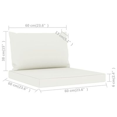 vidaXL Podložky na paletovú sedačku 2 ks, krémovo biele, látka