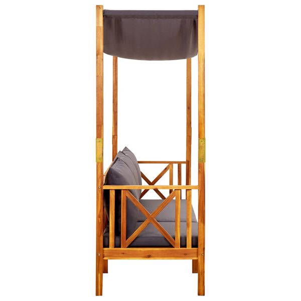 vidaXL Záhradná lavička so strechou a opierkami na nohy akáciový masív